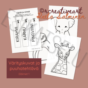 Tulostettavat värityskuvat ja puuhatehtävä - eläimet 1